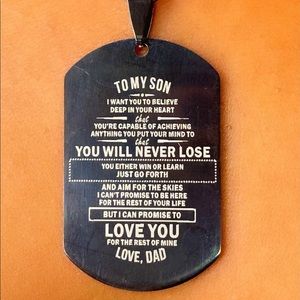 To My Son, Love Dad Military Dog Tag 22 Inch Chain